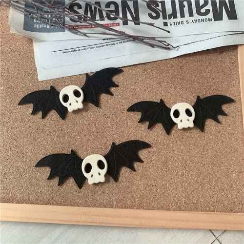 1pair Halloween Skull Bat Hair Clips Retro Hairpin with Punk Clips Novelty Hair Style Making (Bat Skull)