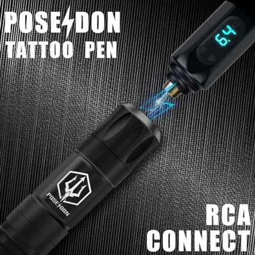 POSEIDON Tattoo Gun Kit - Wireless Tattoo Pen Kit Tattoo Kit with 2Pcs Tattoo Battery and 20 Pcs Tattoo Cartridge Needles, Complete Tattoo Machine kit Tattoo Supplies for Beginners