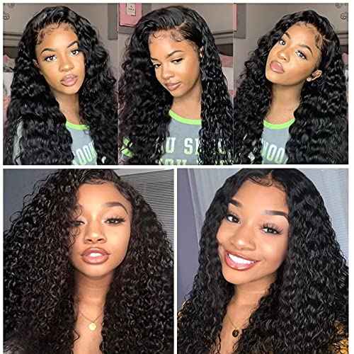 Zhengshuo Water Wave Lace Front Wigs Human Hair Pre Plucked 13x6 HD Lace Frontal Wigs 200% Density Brazilian Virgin Human Hair Wigs for Black Women Natural Color