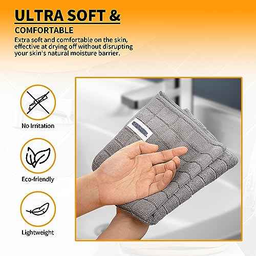 HOMERHYME Microfiber Hand Bath Towels, 6 Pack 25''*15'' Grey Bathroom Hand Towels, All-Purpose Quick Dry Lint Free Soft Absorbent Checkered Washcloth Fingertip Towels Bulk for Travel Gym Hotel