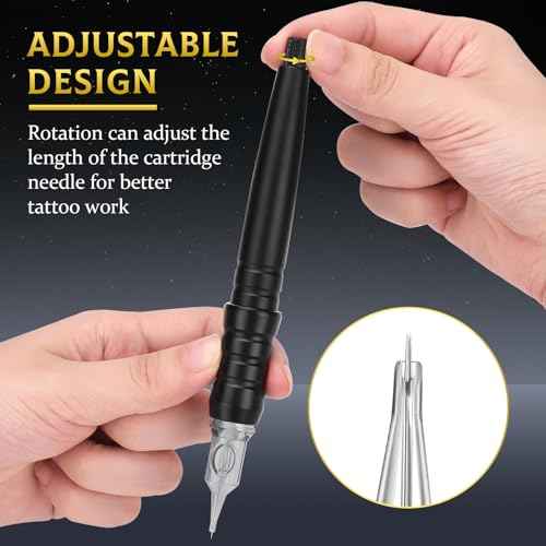 ATOMUS DIY Tattoo Cartridge Pen Poke and Stick Tattoo Kit with Stencil Pattern Practice Skin Ink Cups 10pcs 3RL 5RL Tattoo Cartridge Needles Bandage Table Mats
