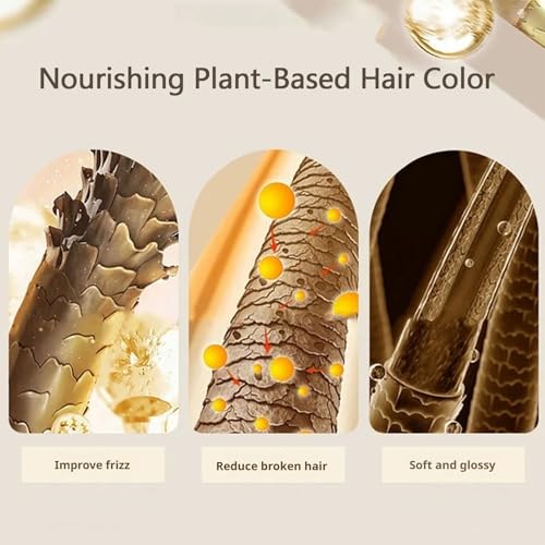 Nourishing Plant-Based Hair Color - Long Lasting Plant Based Hair Dye Natural Hair Color Shampoo for Gray Coverage, Gray Hair Shampoo Natural Plant Hair Dye, Pure Plant Extract (Natural Black)