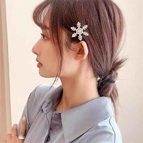 Silver Christmas Snowflake Hair Clips Rhinestone Hair Clip Pins for Women 2 Pcs Xmas Snowflakes Hairpin Barrette Christmas Snowflake Costume Hair Accessories for Women Girls