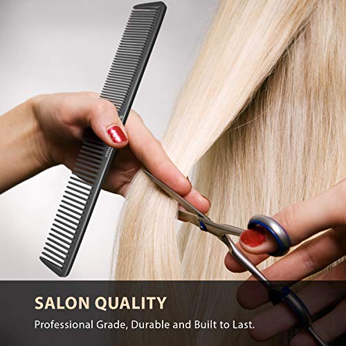 Hair Cutting Comb (2 Pack) - Professional 8.75¡± Black Carbon Fiber Anti Static Chemical And Heat Resistant Hair Combs For All Hair Types For Men And Women - By Bardeau Essentials