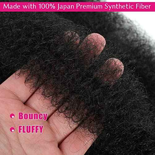 Afro Twist Hair 24 Inch 3 Packs, Springy Afro Twist Hair Pre Fluffed Spring Twist Hair Pre Stretched Wrapping Hair for Soft Locs Hair Extensions (24 Inch (Pack of 3), 1B#)