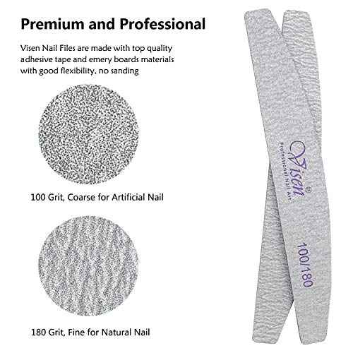 25 Pcs 100/180 Grit Nail Files, Washable Double Sided, Professional Emery Boards for Acrylic, Gel, Natural Nails, Salon & Home Use