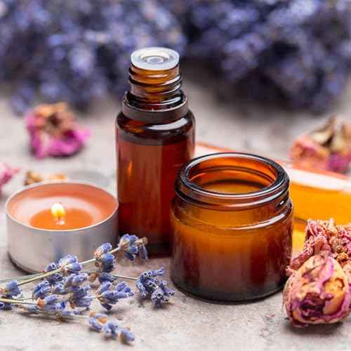 TUZAZO 2 Oz Thick Amber Round Glass Jars with Inner Lids and Black Lids, 12 Pack Small Empty Candle Making Jars/Cosmetic Containers for Lotions, Creams, Body Butters, Essential oil Beauty Products