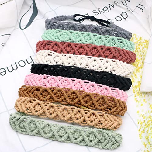 FZBNSRKO 3 Pack Floral Head Wrap, Handmade Knitted Hairbands for Women (Mixed Colors)