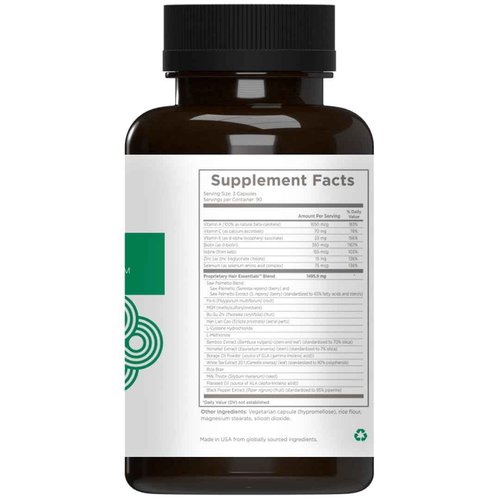 Natural Wellbeing Hair Essentials - Supports Healthy Hair with Saw Palmetto (for DHT), Biotin, Bamboo Silica - Natural Supplement for Women and Men. 270 Veg Caps (3-Month Supply)