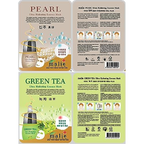 100 Pcs-Combo Ultra Hydraiting Essence Mask (10 types x 10 pcs), Korean Facial Mask Sheet, Skincare Moisturizing
