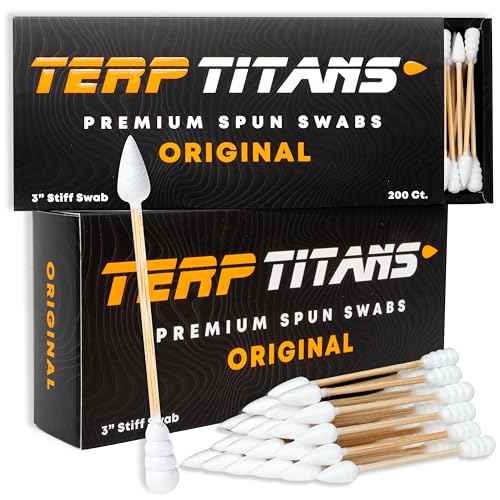 TerpTitans Original ? Bamboo Cotton Swabs | Dual-Tip: Spiral for Maximum Absorption & Fine Point for Pinpoint Precision | Extra Strong, Lint-Free | 200 Count Box