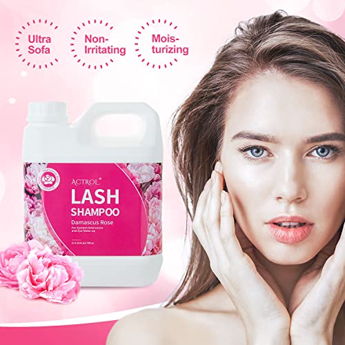 Eyelash Extension Cleanser Rose 2L Natural Lash Extension Shampoo Professional Eyelid Foaming Cleanser Paraben & Sulfate Free Non-lrritating with Salon and Home Care