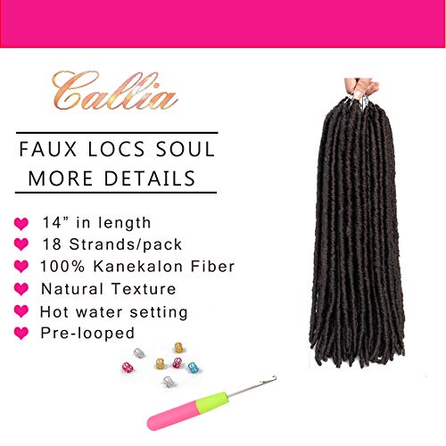 Callia Dreadlock Crochet Hair 14 Inch Dreadlocks Crochet Braids Faux Locs Crochet Hair for Black Women 6 Packs Crochet Dreadlocks Bomba Faux Locs Dread Synthetic Dreadlocks Braids 4#
