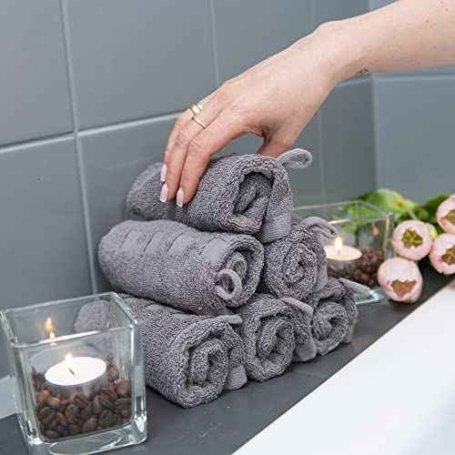 Made Easy Kit Bath Mitts - Pack of 6 - (6" x 9") European Style Washcloth with Loop (Variety, 6 x 9 inches)