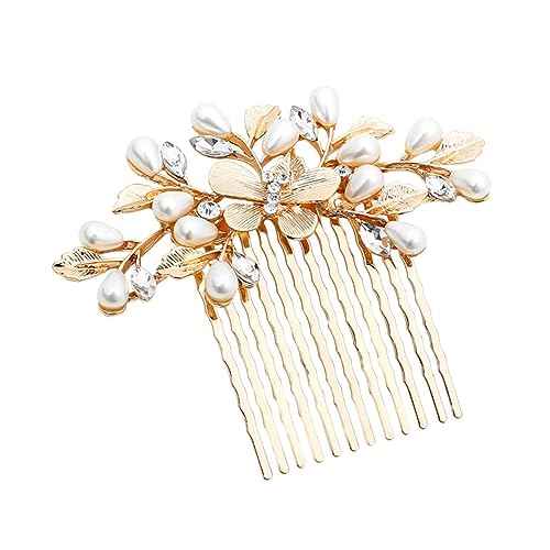 Bridal Hair Comb, The Latest Style Bridal Hair Accessories Is A Wedding Necessities, Pearl Hair Accessories for The Bride and Her Bridesmaids (Gold)