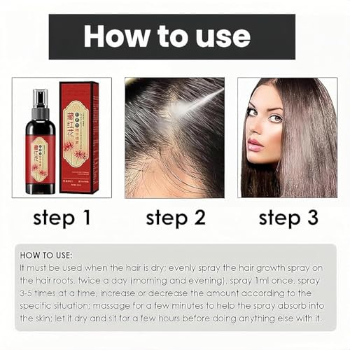 Herbal Black Hair Spray, Saffron Hair Blackening Spray, Affron And Polygonum Multiflorum Essence Sprays, Leaving Hairs Shiny Non-Frizzy