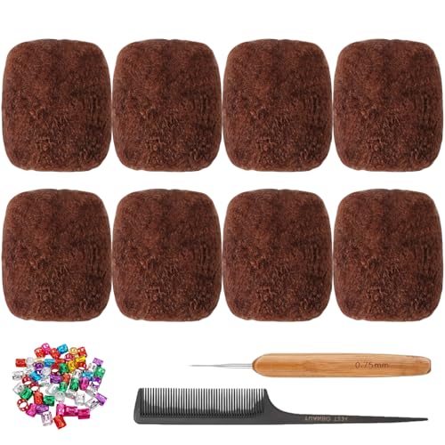 Afro Kinkys Bulk Human Hair for Dreadlock Extensions,Repair Locs, Twists and Braids, 240 Gram Each Package 100% Human Hair Afro Kinky Bulk Can be Dyed and Bleached (Auburn 30# 8inch)