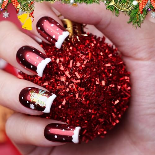 Pretty Diva Red Chrome Nail Powder, Red Nails Chrome Powder Metalic Chrome Nail Powder Mirror Effect Chrome Powder Pigments for Nails - Decoration for DIY Nail Art, Craft