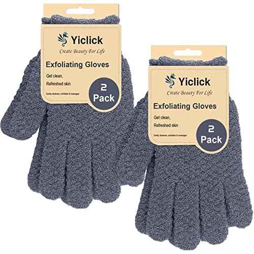 Yiclick Heavy Exfoliating Gloves, Exfoliating Body Scrubber for Bath Shower Exfoliation, Body Scrub Exfoliator for Dead Skin Remover, Exfoliate Sponge Loofah Washcloth Mitt Men Women