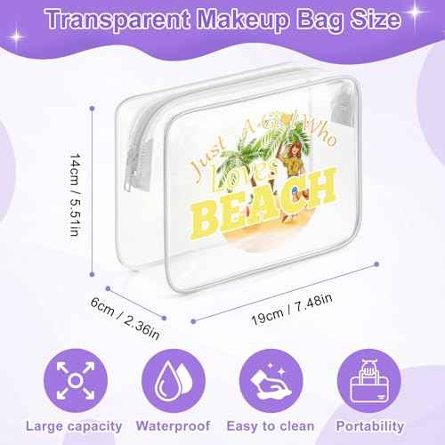 Beach Gifts for Her Beach Lover Clear Makeup Bags with Zipper Beach Trip Gifts for Women Beach Bachelorette Party Decorations Cosmetic Travel Bag Organizer Beach Themed Birthday Christmas Gifts