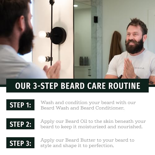 Live Bearded Complete Beard Grooming Kit - Wash, Conditioner, Butter and Oil - Made in the USA with All-Natural Ingredients - Mens Groom Set | 1880 Scent - Bourbon, Bitters, Citrus