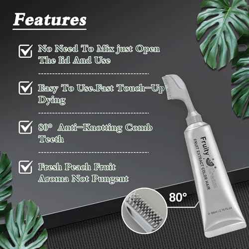 Fruit Essence Hair Dyeing Comb, 2025 New Black Fruit Dyeing Cream, Plant Extract Hair Dye Essence, Hair Dye Cream with Comb, Natural Gray Coverage, Easy Home Hair Color Kit (01#)