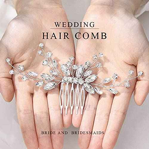 JAKAWIN Crystal Bride Wedding Hair Comb Silver Bridal Headpiece Rhinestone Hair Piece Accessories for Women HC113 (Silver)