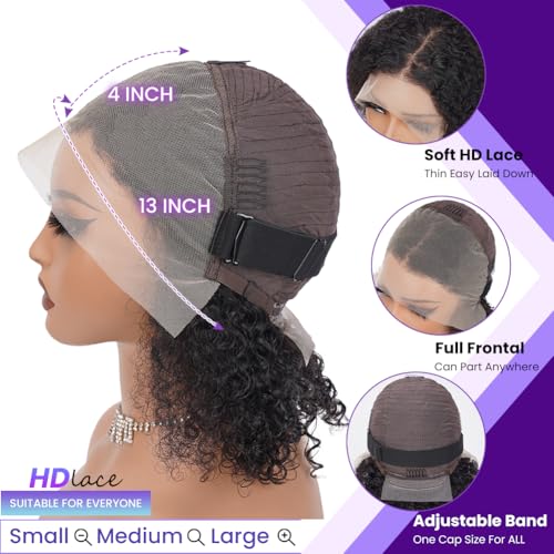 Short Curly Bob Wigs Human Hair 16 Inch 13x4 Hd Transparent Lace Front Wigs Curly Wigs For Black Women Lace Frontal Wigs Human Hair Pre Plucked With Baby Hair Short Deep Curly Wig 150 Density