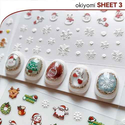 4 Sheets of 3D Christmas Nail Stickers - 258 Cute Nail Decals - Embossed Kawaii Nail Stickers for Kids | Cute Holiday Theme - Santa, Reindeer, Snowman, Gifts, Candy Cane | Glow in The Dark