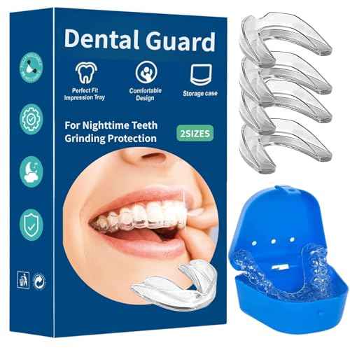 Mouth Guard for Clenching Teeth at Night, 4 Pcs Night Guards for Teeth Grinding, Professional Dental Guards for Grinding Teeth, Moldable Mouthguards for Grinding of Teeth, Teeth Grinding Guard
