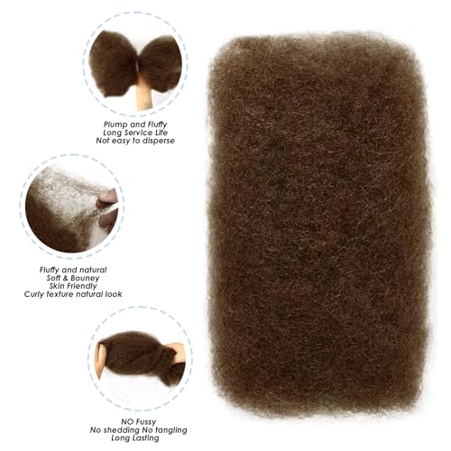 Afro Kinkys Bulk Human Hair,22 Inch 50g/Pack Afro Kinky-Curly Human Hair Bulk for Mini Twist,4C Chocolate Brown Bulk Human Braiding Hair For Micro,Crochet,Repair, Dreadlocks,Locs Extensions #4