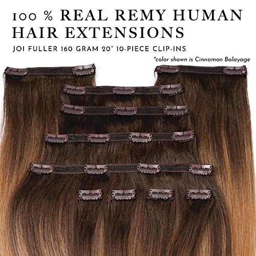 Clip-In Hair Extension Set by Joi Hair, Clip Sewn Machine Weft, Premium Remy Human Hair, Full Set for Full Head, 120g, 160g, 220g 20" (160 Grams Joi Fuller for Medium Density, #16 Champagne)