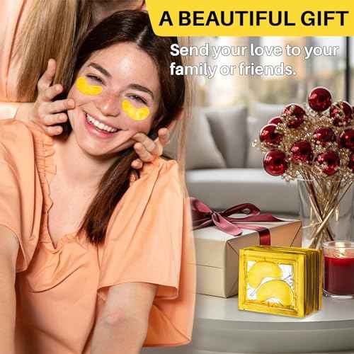 MAQIHAN Gold Under Eye Patches - 30 Pairs Golden Glow Under Eye Patches for Dark Circles,Gold Moisturizing Eye Skin Mask for Women,Eye Dark Circles Masks for Bags and Wrinkles