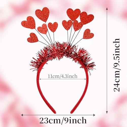 Love Headbands Valentine Red Hair Hoop Glitter Heart Headband Cute Valentine's Day Headdress Headpiece Head Boppers Exquisite Hair Accessories Decoration Holiday Costume Headwear for Women