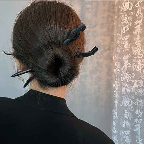 20PCS Wooden Hair Sticks, Chinese Hair Pins for Women, Black Japanese Chignon Hair Chopsticks, Classic Wooden Hair Pins for Buns Hair Accessories for Women Gifts
