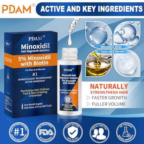 Minoxidil for Men and Women Hair Growth - 5% Minoxidil Hair Growth Serum for Men to Regrow Fuller, Thicker Hair & Beard - Minoxidil for Women Hair Growth- Improves Appearance of Thinning Hair 2 FL OZ
