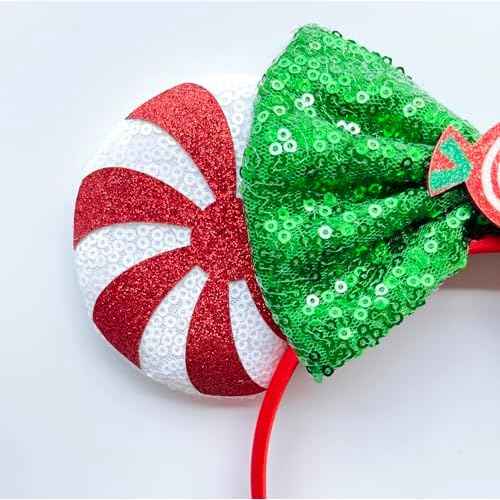 A Miaow Christmas Decoration Headpiece Candy Mouse Ears Headband Christmas Eve MM Butterfly Hair Hoop Park Women Adults Costume Photo Shoot (Candy)