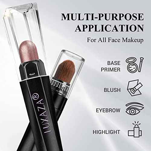 3PCS Eyeshadow Stick,Neutral Brown Metallic And Shimmer Pink Cream Eyeshadow Pencil Crayon,Eye Brightener Makeup With Smudge Proof,Long Lasting Cream Eye Shadow Sticks Set
