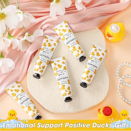 24 Pcs Positive Duck Gifts for Coworkers Hand Cream Mini Lotion Bulk Team Appreciation Gift Emotional Support Positive Ducks Gifts for Duck Lovers Women Employee Group Christmas Social Workers