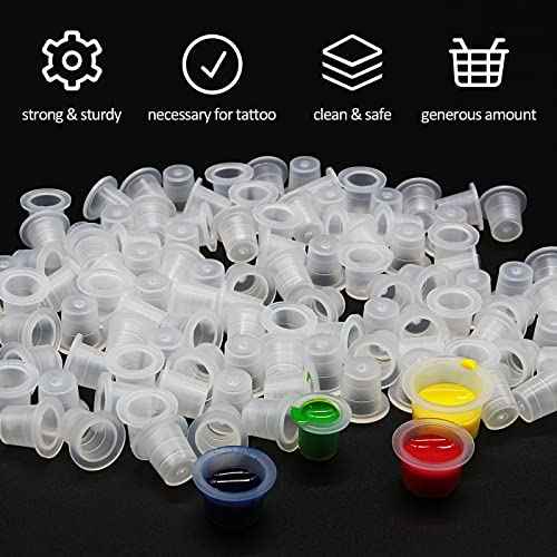 Rayyl Tattoo Ink Caps - 300PCS Pigment Tattoo Ink Cups Mixed #9 Small #13 Medium #16 Large Plastic Disposable Pigment Ink Cups...¡¦