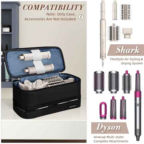 Double Layer Storage Case For Shark Flexstyle, Travel Carrying Case For Shark 430/440 Flexstyle, Organizer Bag For Shark Flexstyle/Dyson Airwrap Styler Attachments
