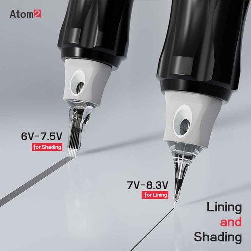 Dragonhawk Atom2 Tattoo Pen Machine Kit - Cordless & Corded Permanent Makeup Machine for Eyebrow Eyeliner Lip Liner - 2 Batteries, Lightweight 3.88oz, Professional & Beginner Friendly