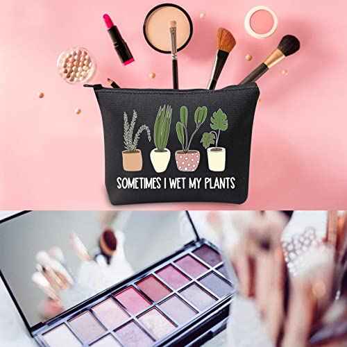 WCGXKO Plant Lover Gift Sometimes I Wet My Plants Funny Gardening Gift Zipper Pouch Cosmetics Bag for Plant Mom (WET MY PLANTS black)