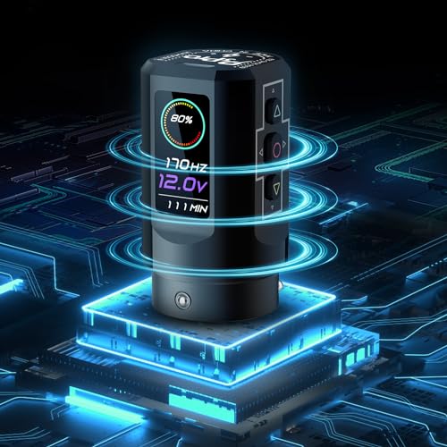 EZ P3 Pro Tattoo Power Supply - 1600mAh Wireless Tattoo Battery Type-C Connector Pack with LED Digital Display for P3 Pro Wireless Tattoo Machine Pen (Black)