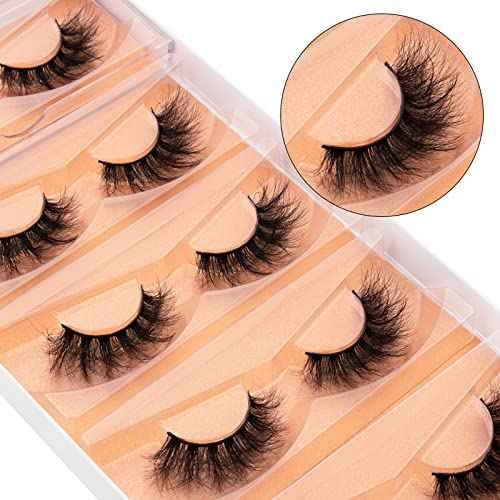 DYSILK Eyelashes Mink Lashes Fluffy - Fluffy Lashes 5 Pairs 6D Faux Mink Eyelash False Eyelashes Natural Look Lashes That Look Like Extensions Wispy Eyelashes Strip Lashes Eye Lashes | Fluffy-16mm