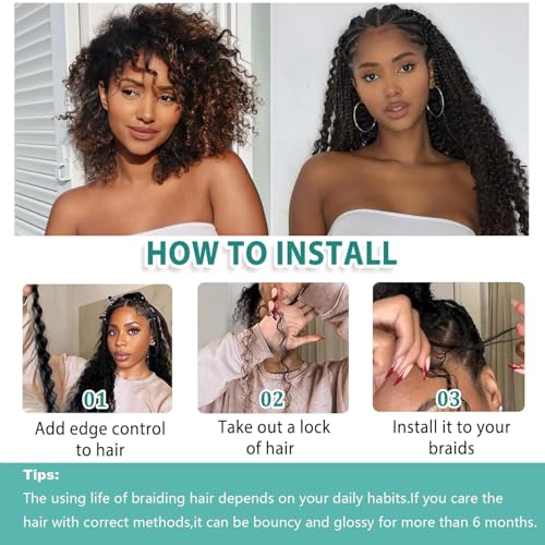 Human Braiding Hair for Boho Braids 200g 22 Inch Curly Boho Hair for Braiding Deep Wave Human Hair Extensions Knotless 12A Bulk Bohemian 5 Bundles/Pack Natural Color