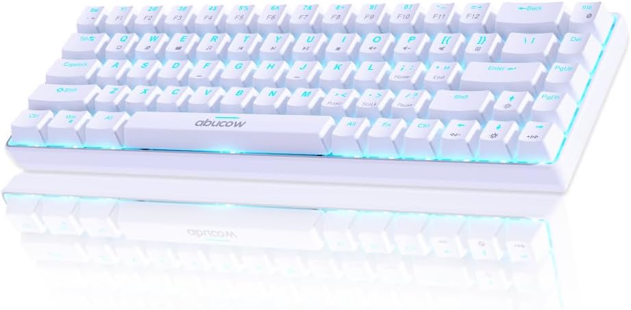 abucow 60% Mechanical Keyboard with Blue Backlight 68-Key Gaming Keyboard Gray-Black Keycaps - Red Switches for a Premium Typing and Gaming Experience PC Mac (Gray-Black)
