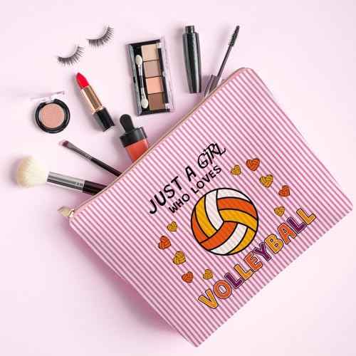 Volleyball Gifts for Women Makeup Bag Volleyball Lover gift for Players Teams Christmas Birthday Gift for Best Friend Bestie Sport Lover Cosmetic Bag Graduation Gift for Daughter Zipper Travel Pouch