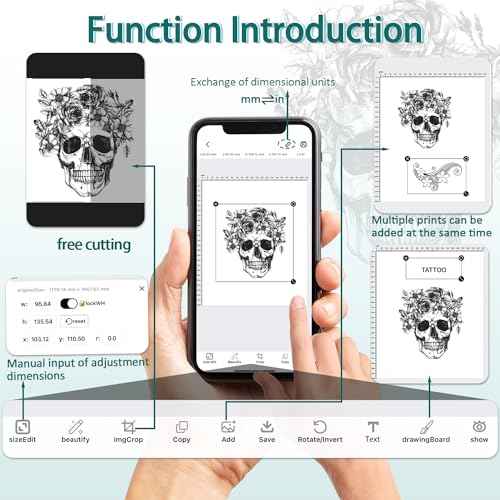 Wireless Tattoo Transfer Stencil Printer, with Storage Case and 10Pcs Transfer Paper, Portable Tattoo Transfer Thermal Copier Machine, Compatible for iOS£¦Android Phone, iPad£¦PC