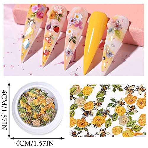 BELICEY 300Pcs 3D Wood Pulp Flower Nail Art Charm Butterfly Nails Art Flower Nail Charms Clear Bow Butterfly Nailfor Nail Art Decoration & DIY Crafting Design